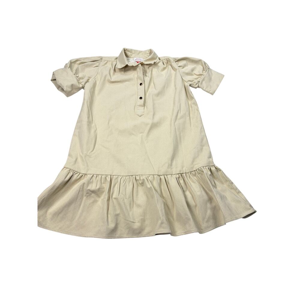 Never a Wallflower beige faux leather drop waist ruffle dress. Size XS.